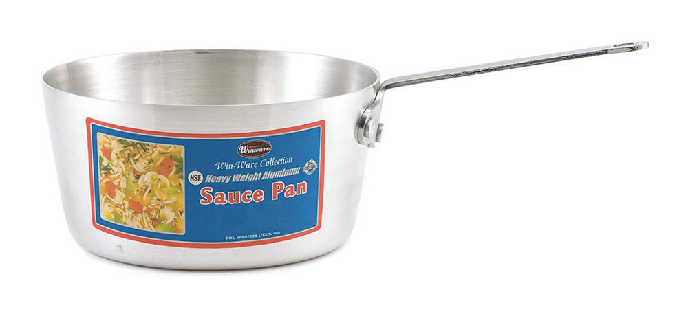 Heavy-Weight Tapered Aluminium Natural Finish Sauce Pan, 3mm Thickness (1qt-10qt)