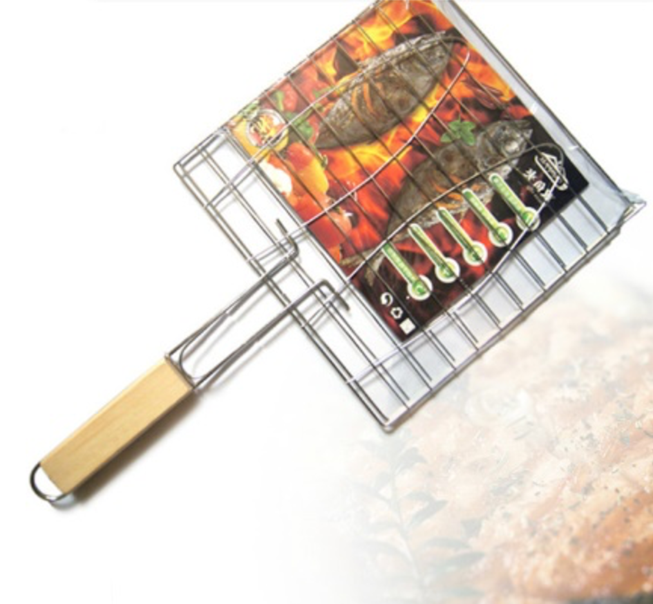 Handheld Stainless Steel BBQ Grill Net Basket