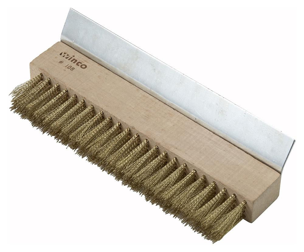 Pizza Oven Brush Head With Brass Bristles and Scraper