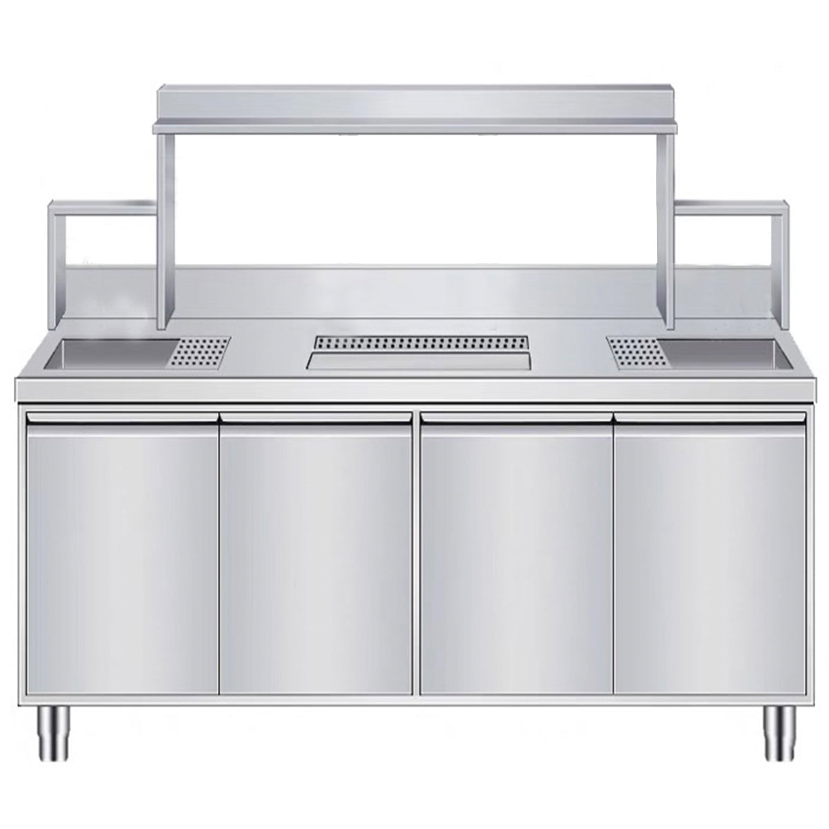 16-Gauge 304 Stainless Steel Bubble Tea Work Station, BTS-180,(70.9"W x 29.9"D x 55.1"H)