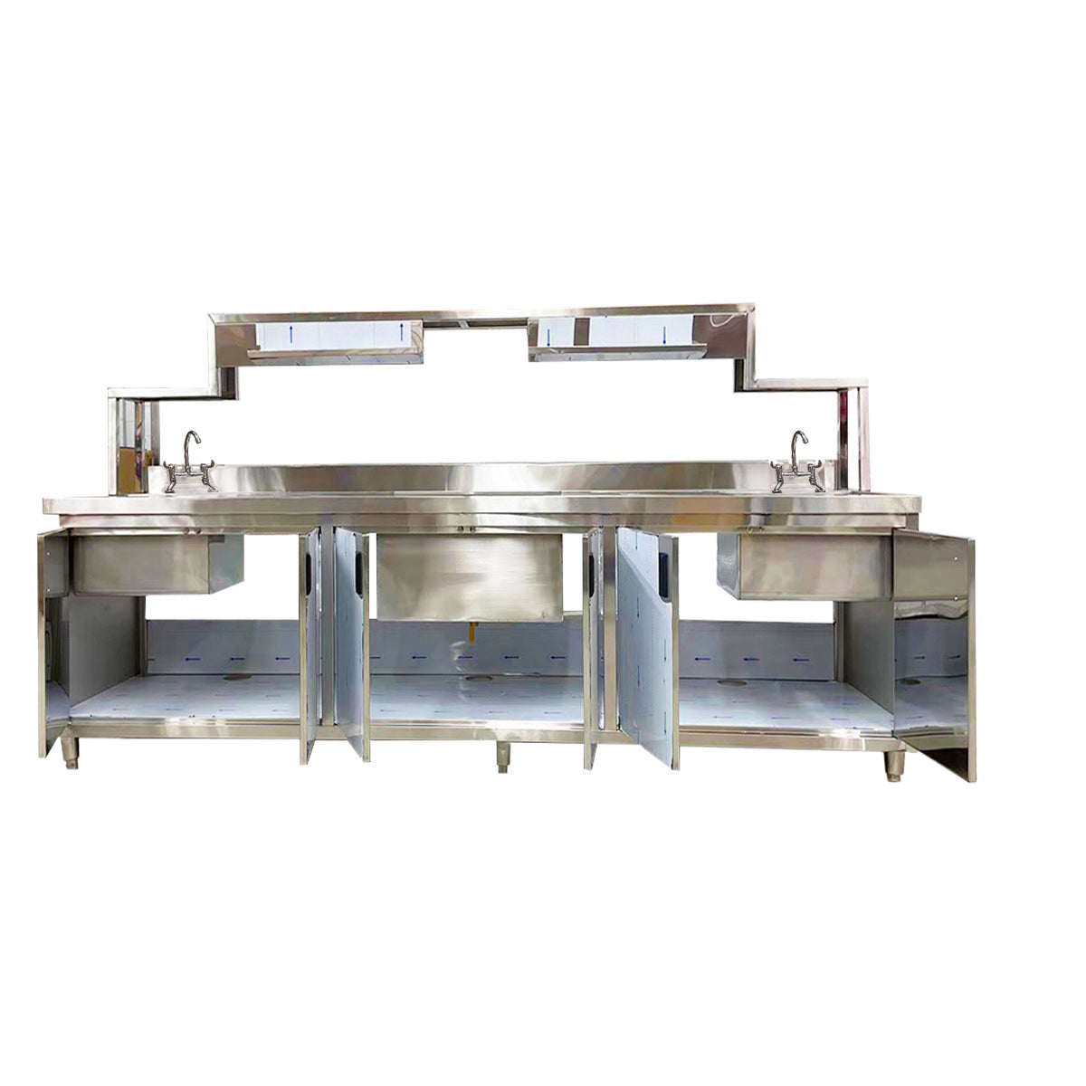 16Gauge 304 Stainless Steel Bubble Tea Work Station, BTS-270 (108"Wx28"Dx49.5"H)