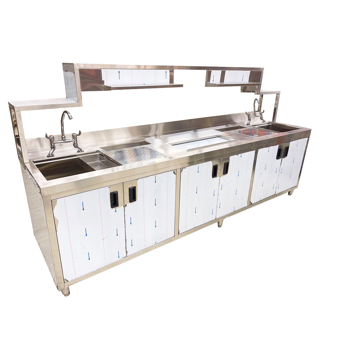 16Gauge 304 Stainless Steel Bubble Tea Work Station, BTS-270 (108"Wx28"Dx49.5"H)