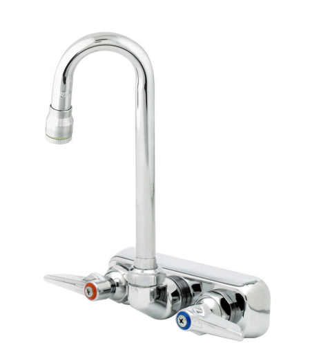 Wall-Mounted Faucet with 4" Centers and 3.5" Gooseneck Swing Spout