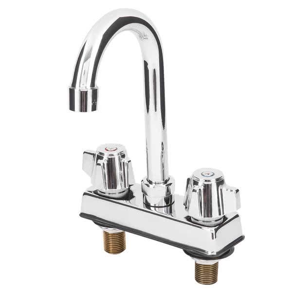 Deck-mounted Faucet with 4" Centers and 3.5" Gooseneck Swing Spout - Chefcoca