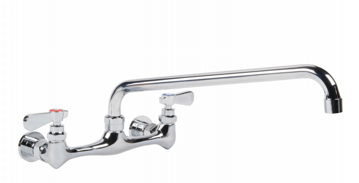 Wall-mounted Faucet with 8" Centers and 12"/16" Swing Spout with Ceramic Cartridges