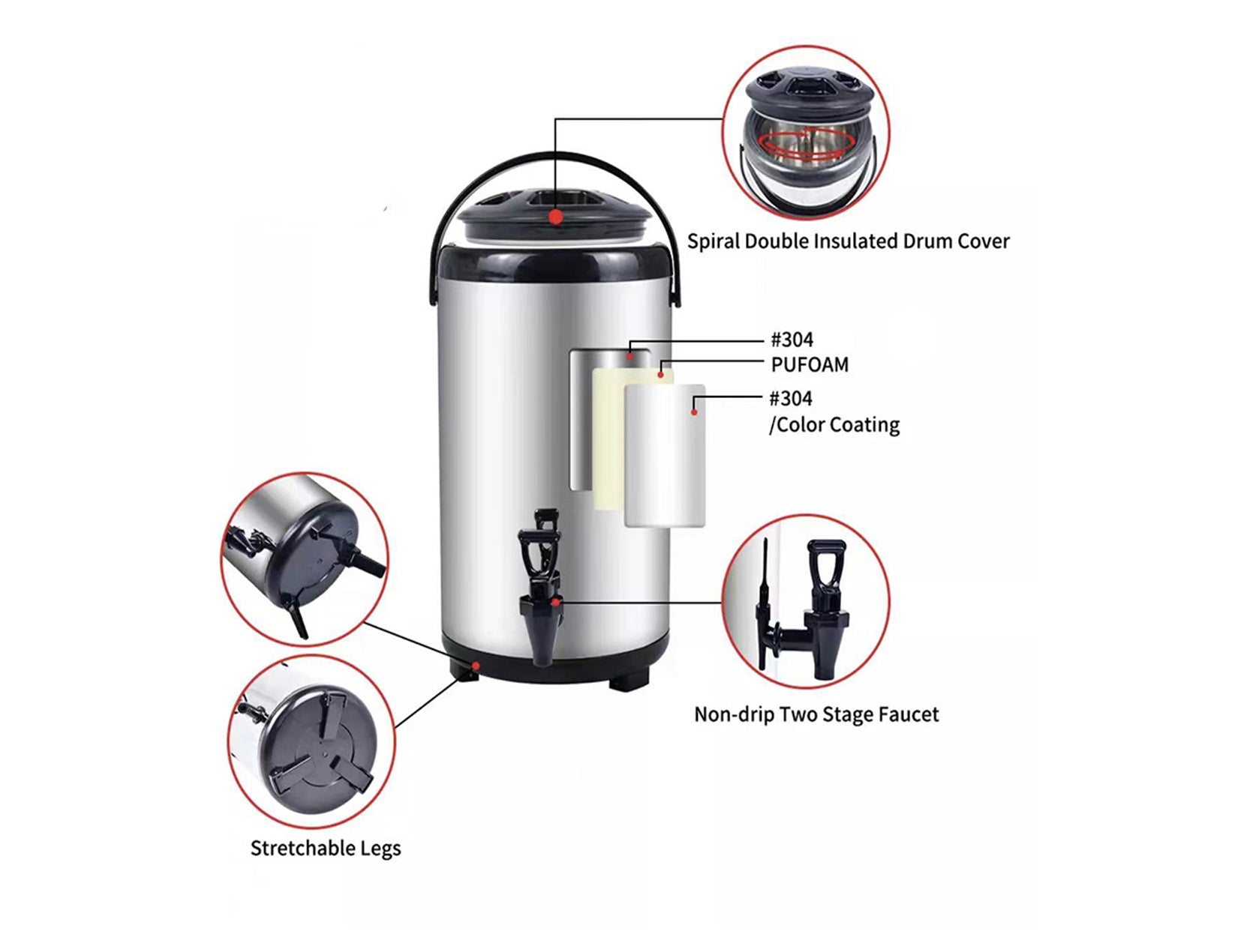 Stainless Steel Insulated Beverage Dispenser (HP-10L/HP-12L)