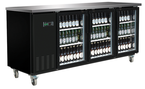 91" Glass Door Back Bar Cooler (90.4" x 27.6" x 42.5")