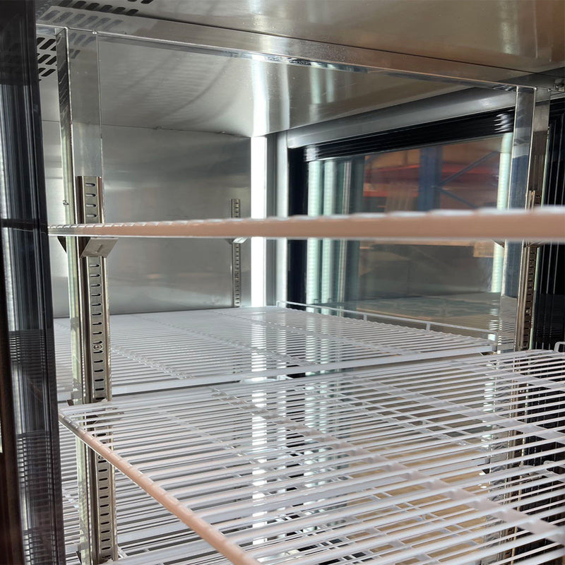 Sub-equip, 48" Stainless Steel Glass Door Pass-Through Refrigerator
