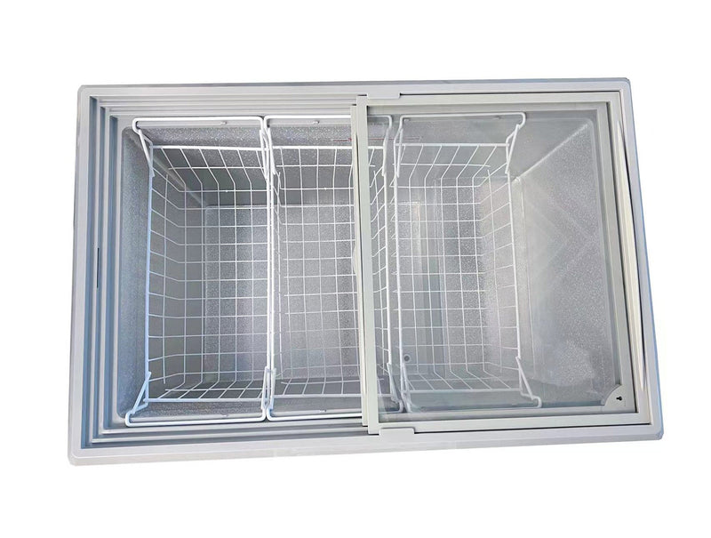 Sub-equip 298L Flat Top Sliding Glass Chest Freezer (47"W x 26"D x 35"H)