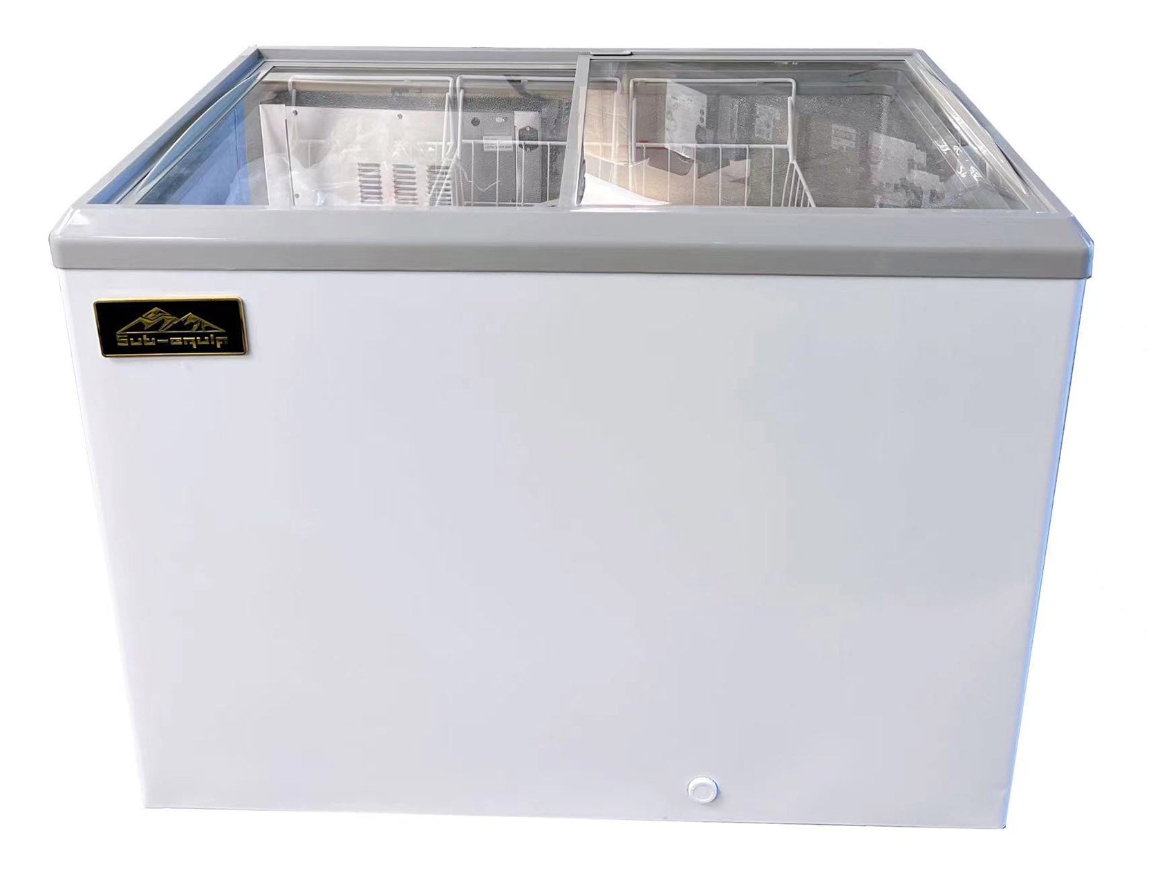 Sub-equip 298L Flat Top Sliding Glass Chest Freezer (47"W x 26"D x 35"H)