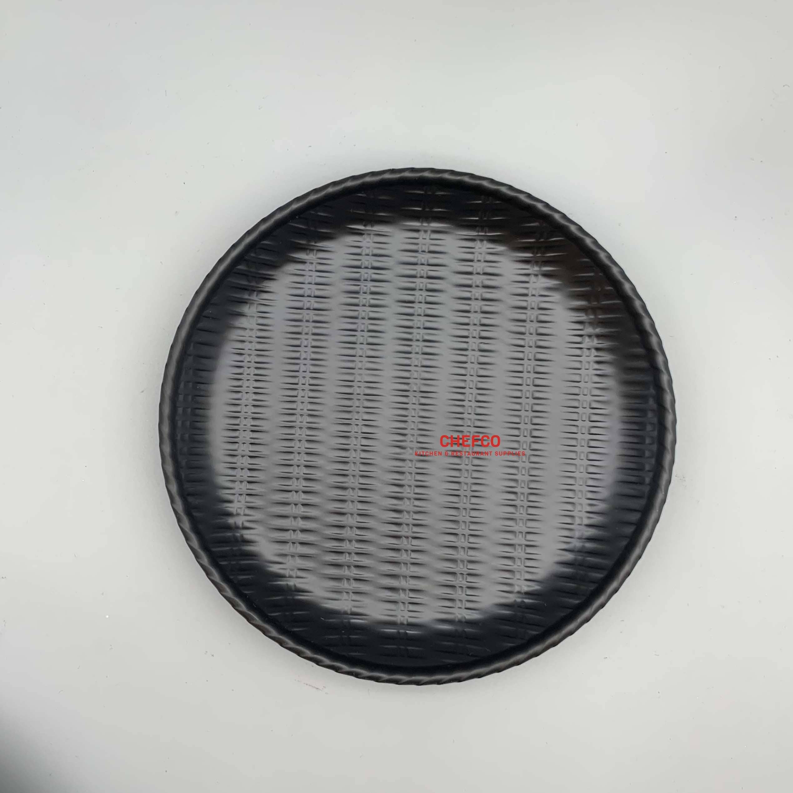 CHEFCO, 13810-12B, 12" Dia Black Round Melamine Rattan Style Deep Plate - Chefcoca