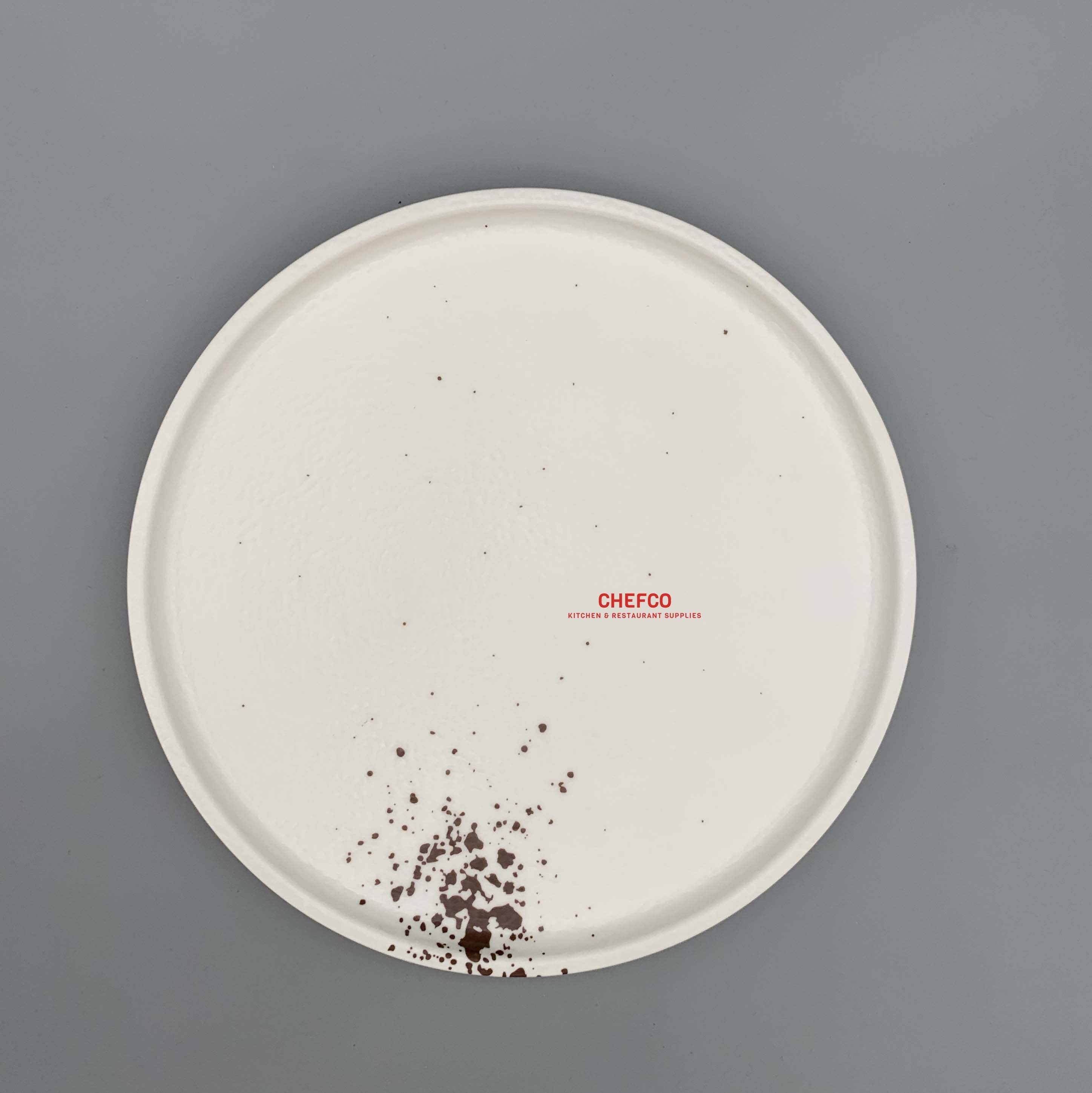 CHEFCO, 25-012,White Melamine Spotted Design Plate(Dia31cm/12.2"x H 2.7cm/1.1“） - Chefcoca