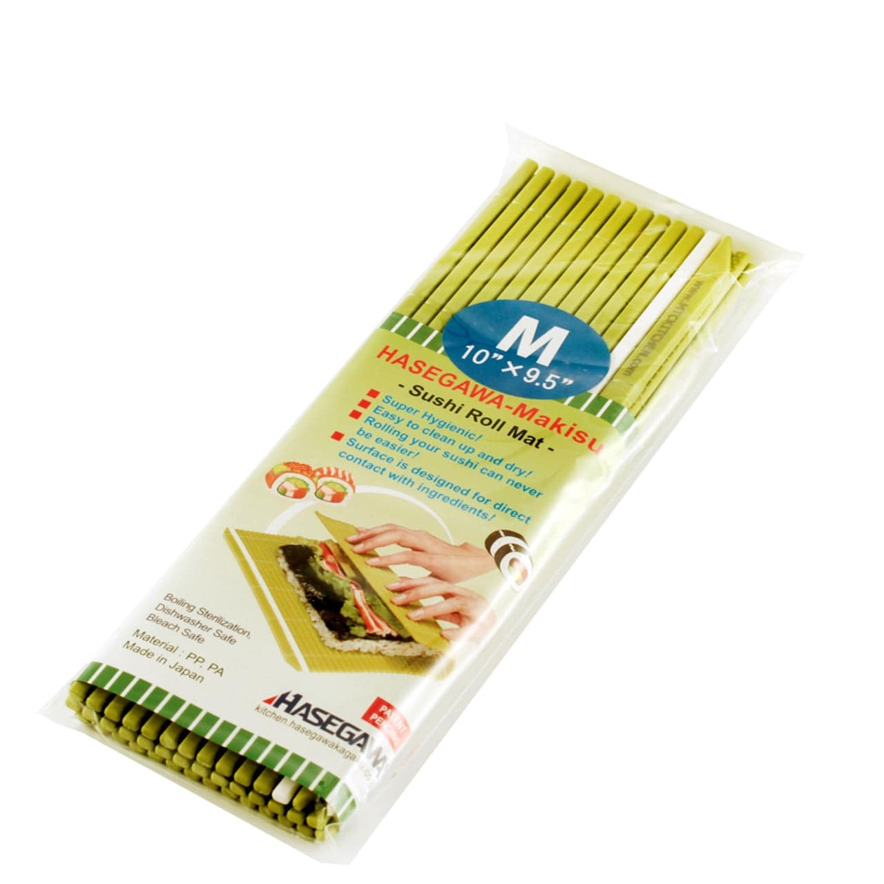CHEFCO, 90058, Hasegawa Antibacterial Plastic Non-Stick Sushi Rolling Mat (Makisu) 10" x 9.5"( M size) - Chefcoca