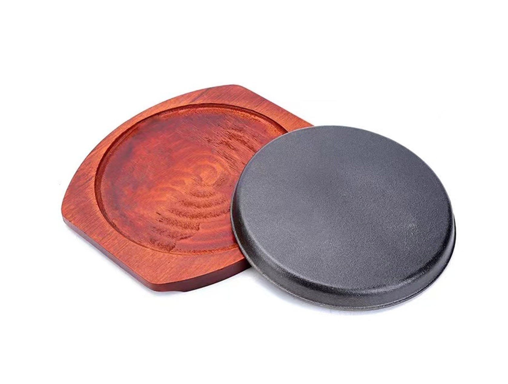 CHEFCO,CISP-28,Teppanyaki Grill Pan BBQ Grilling Pan with Wooden Base(28cm/11" Dia) - Chefcoca