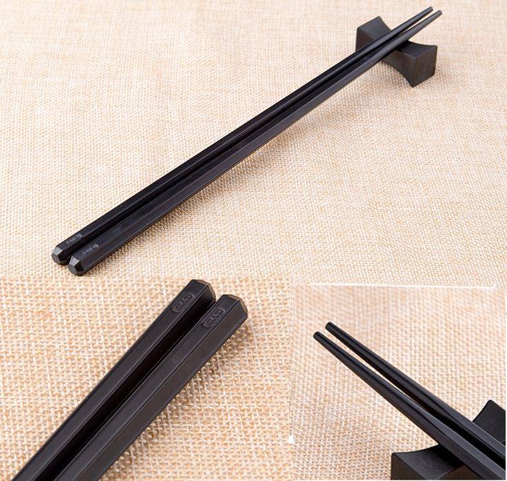 CHEFCO,CS-BA9,Black Tapered Alloy Chopsticks, 10 Pairs (9.5")