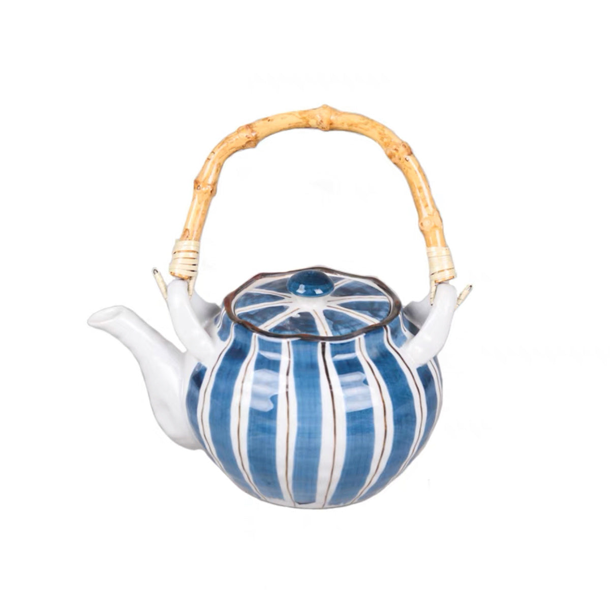 CHEFCO,CTP-2,Heritage Ceramic Stripes Teapot 900CC(7.7"x5.1"x7.9"H) - Chefcoca