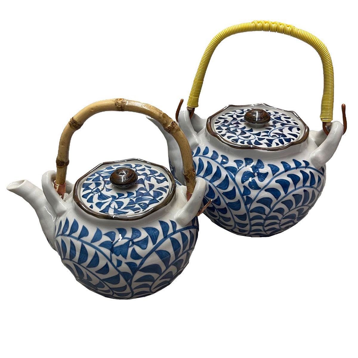 CHEFCO,CTP-4,Heritage Ceramic Vines Teapot with Blue Grass Pattern,900cc,(7.7"x 5.1"x8.1") - Chefcoca