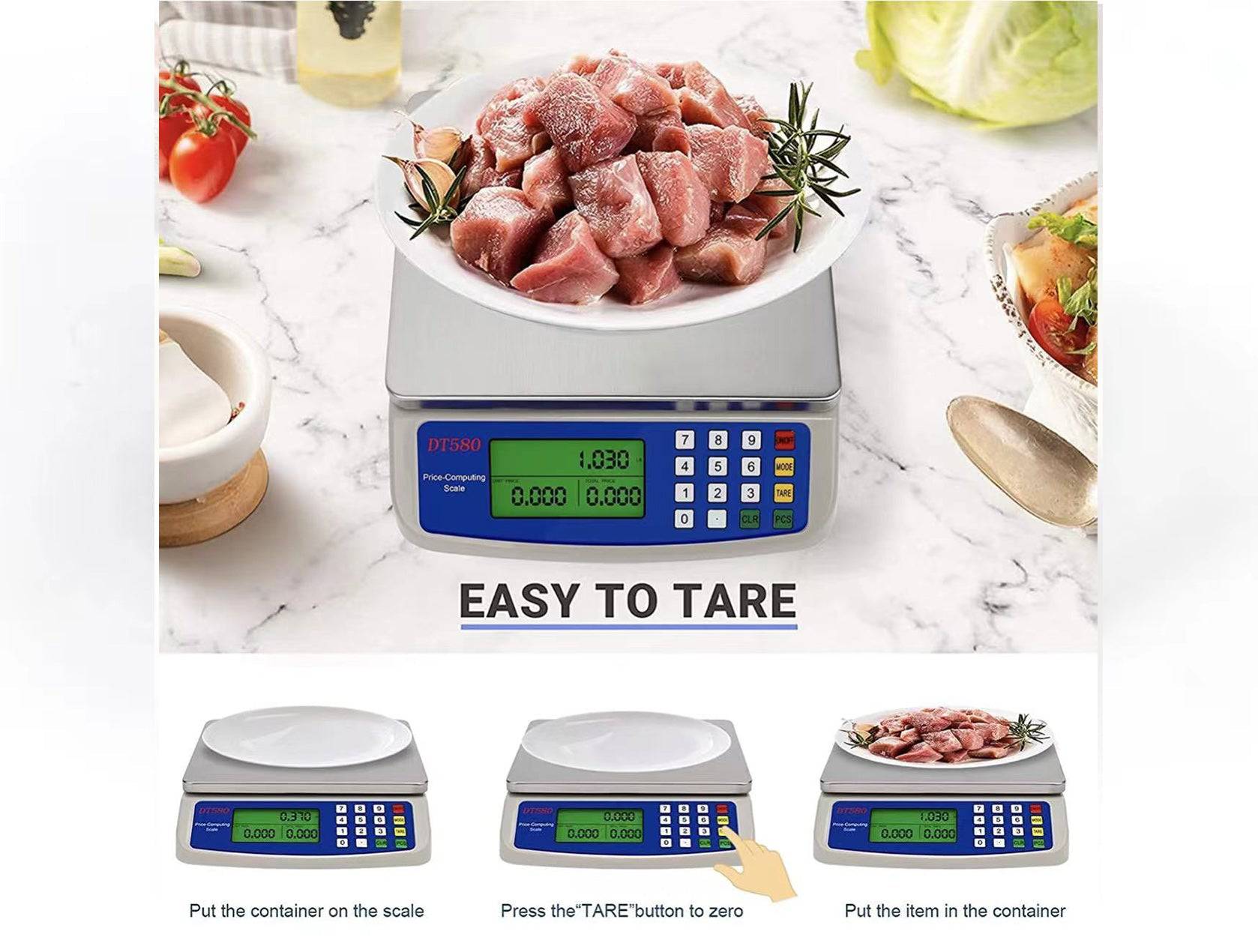 CHEFCO,DT-580, Electronic Kitchen Scale Stainless Steel Digital Food Scale,30kg/1g - Chefcoca