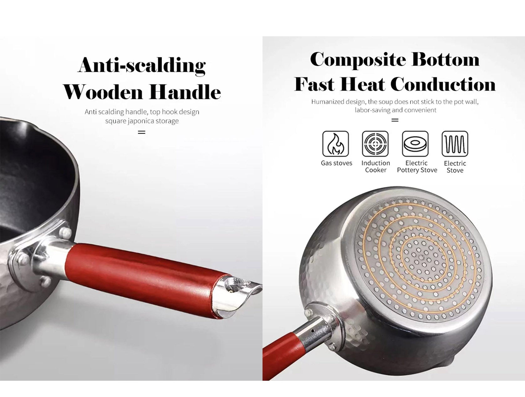 CHEFCO, GC0422, Aluminium Non-Stick Sauce Pan with Wooden Handle