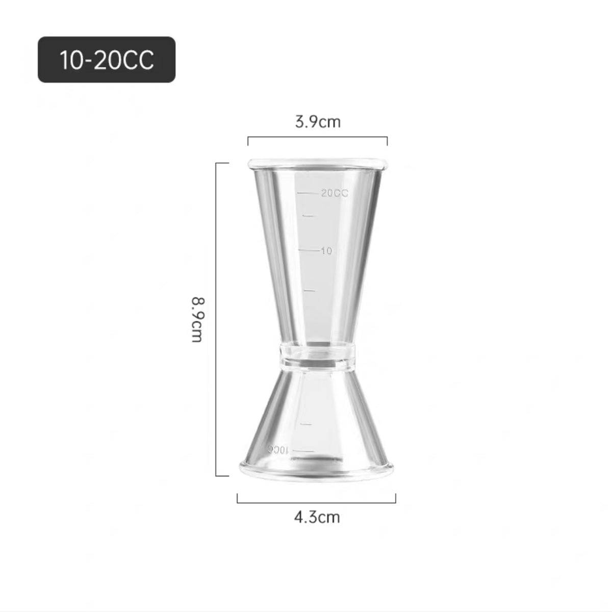 CHEFCO,JW-MC20,Multi-functional transparent PC resin double head measuring cup bubble tea and bar use Jigger - Chefcoca