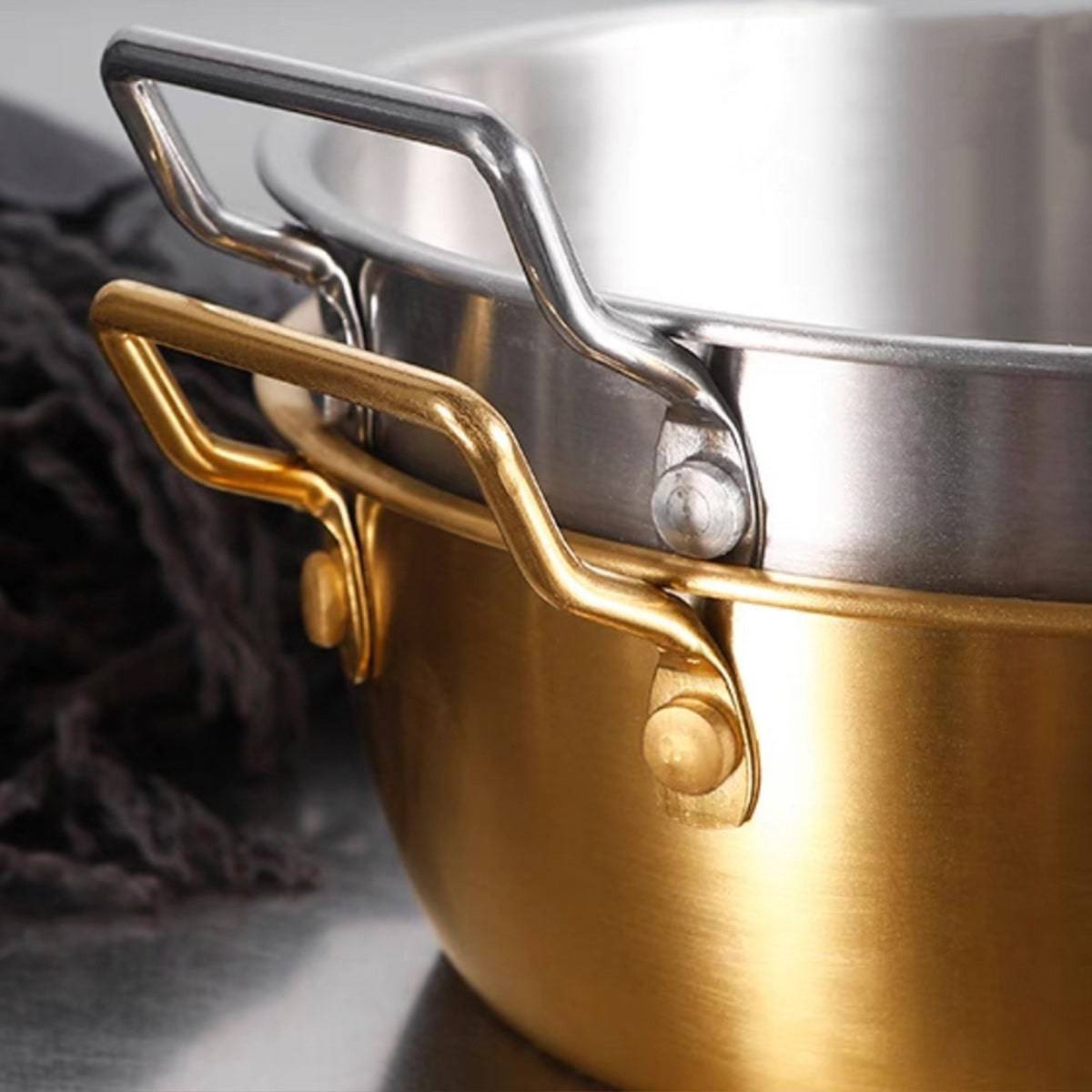 Bol de style coréen en acier inoxydable 304 avec double poignée