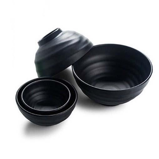 CHEFCO, LBW075S/H2008,  7.4"/18.8cm Black Threaded Lines Deep Melamine Bowl - Chefcoca