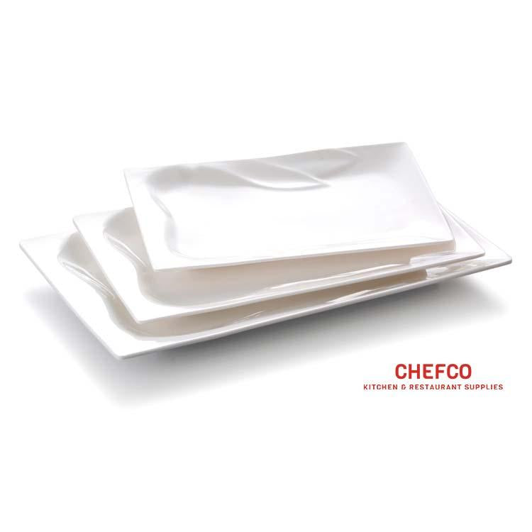 CHEFCO, P12145, Rippled Patterned Edge Rectangular Melamine Plate( L 36.6cm/14.5" x W22.8cm/9" x H 2.8cm/1.1") - Chefcoca