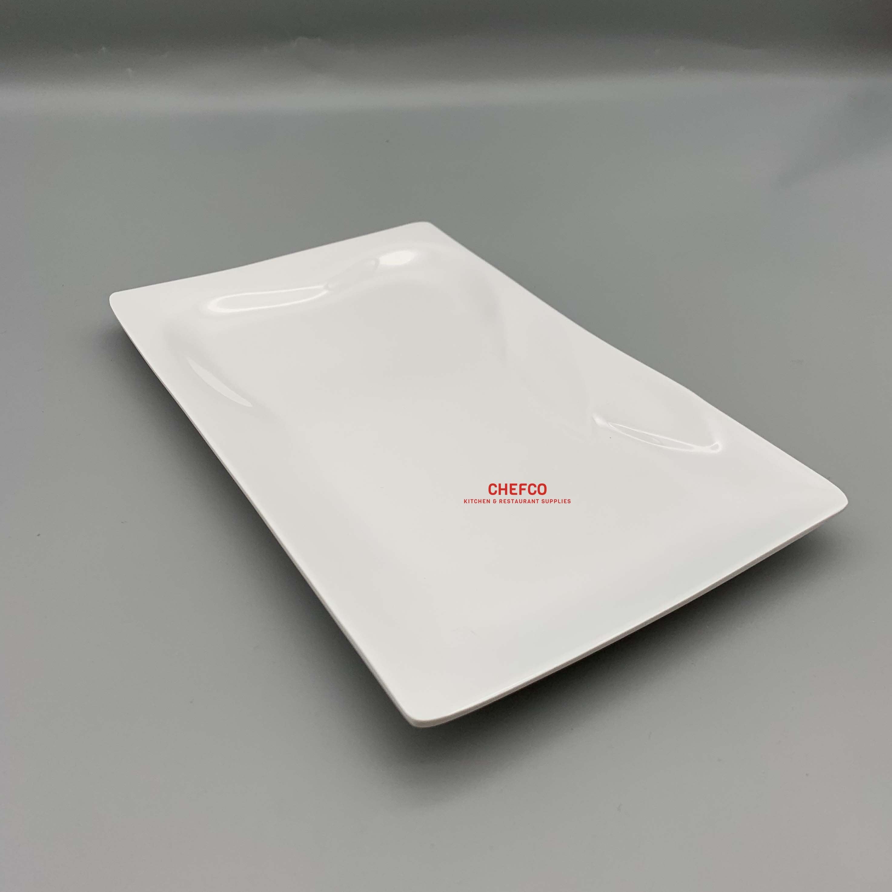 CHEFCO, P12145, Rippled Patterned Edge Rectangular Melamine Plate( L 36.6cm/14.5" x W22.8cm/9" x H 2.8cm/1.1") - Chefcoca