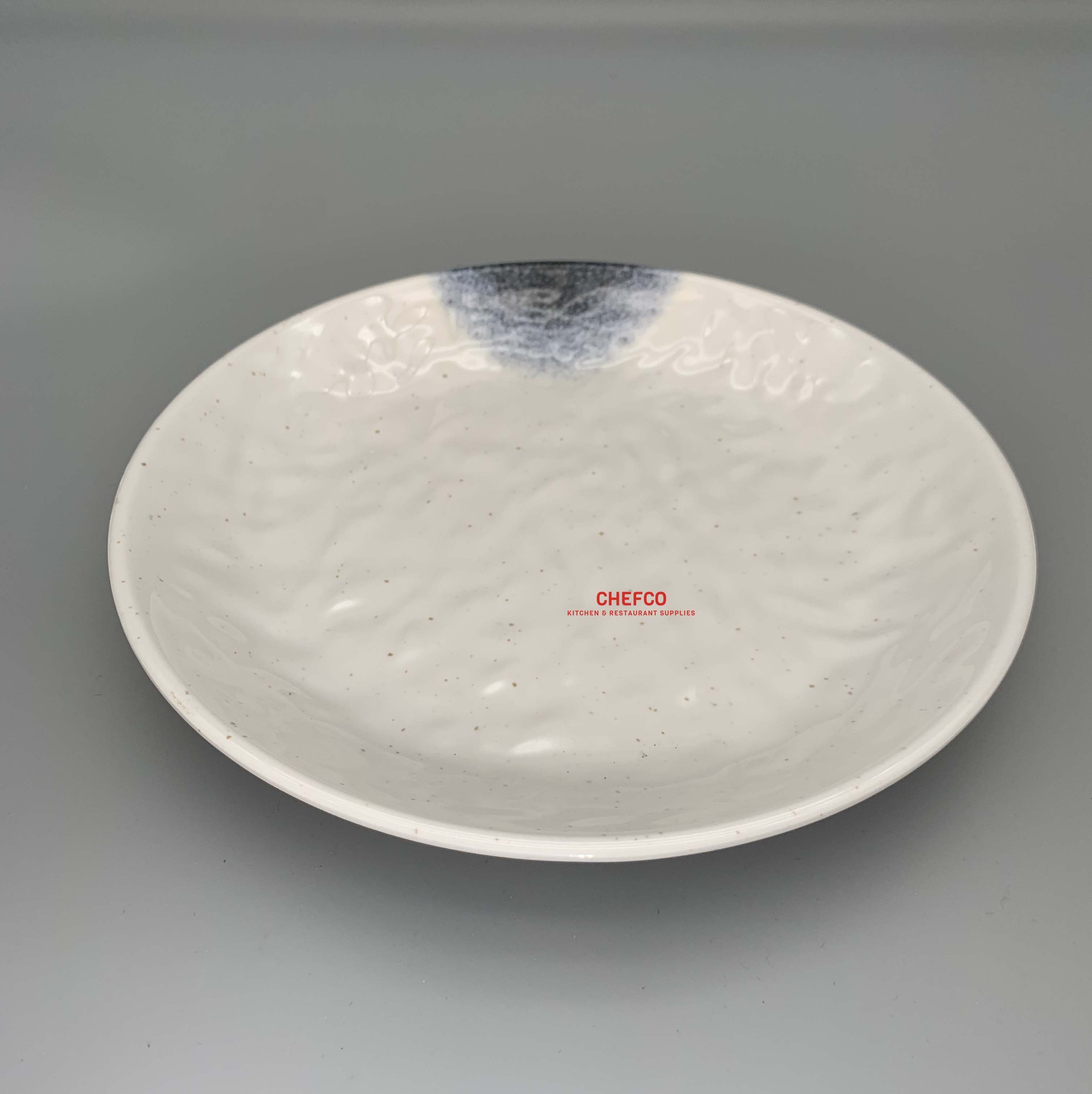 CHEFCO,PY10006K, 10" Dark Blue Ombre Hammered Pattern Rimmed Round Melamine Plate - Chefcoca