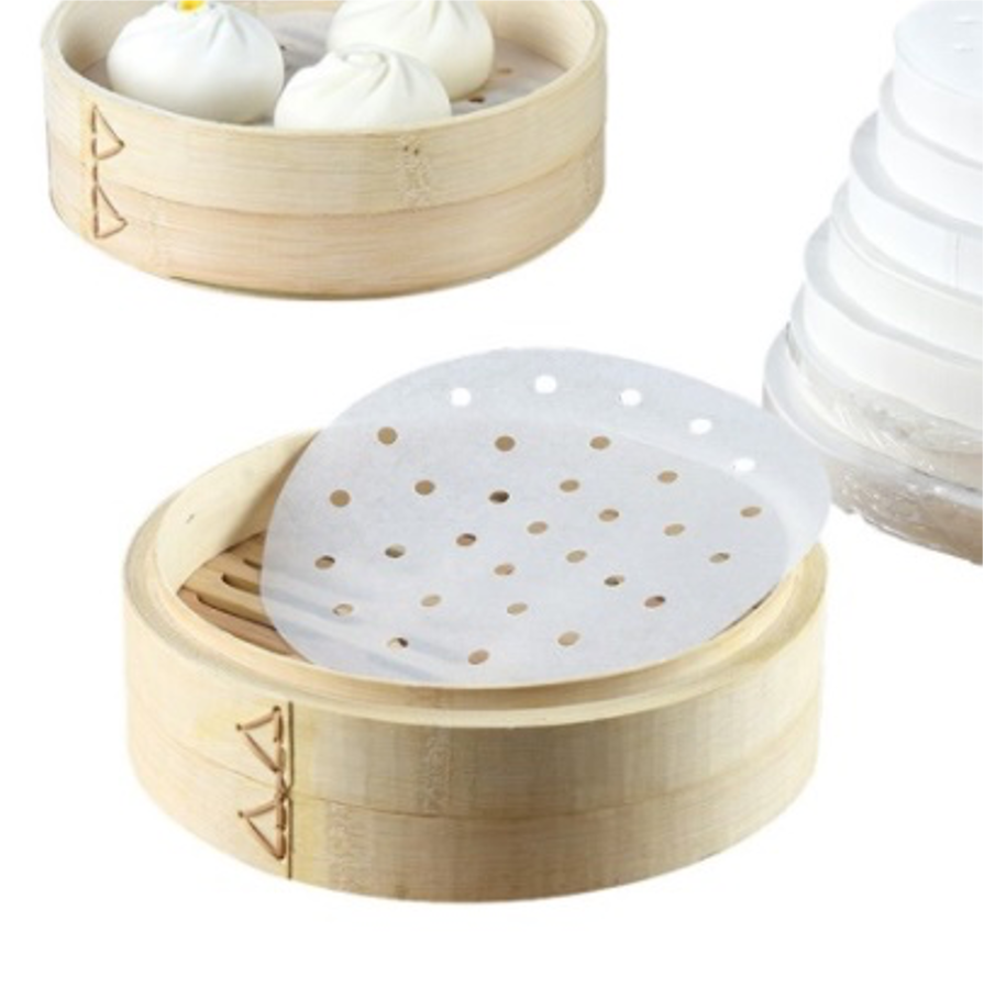 CHEFCO,STPA-3.0, 3"Round Perforated Steamer Liner Paper,400pcs/pack - Chefcoca