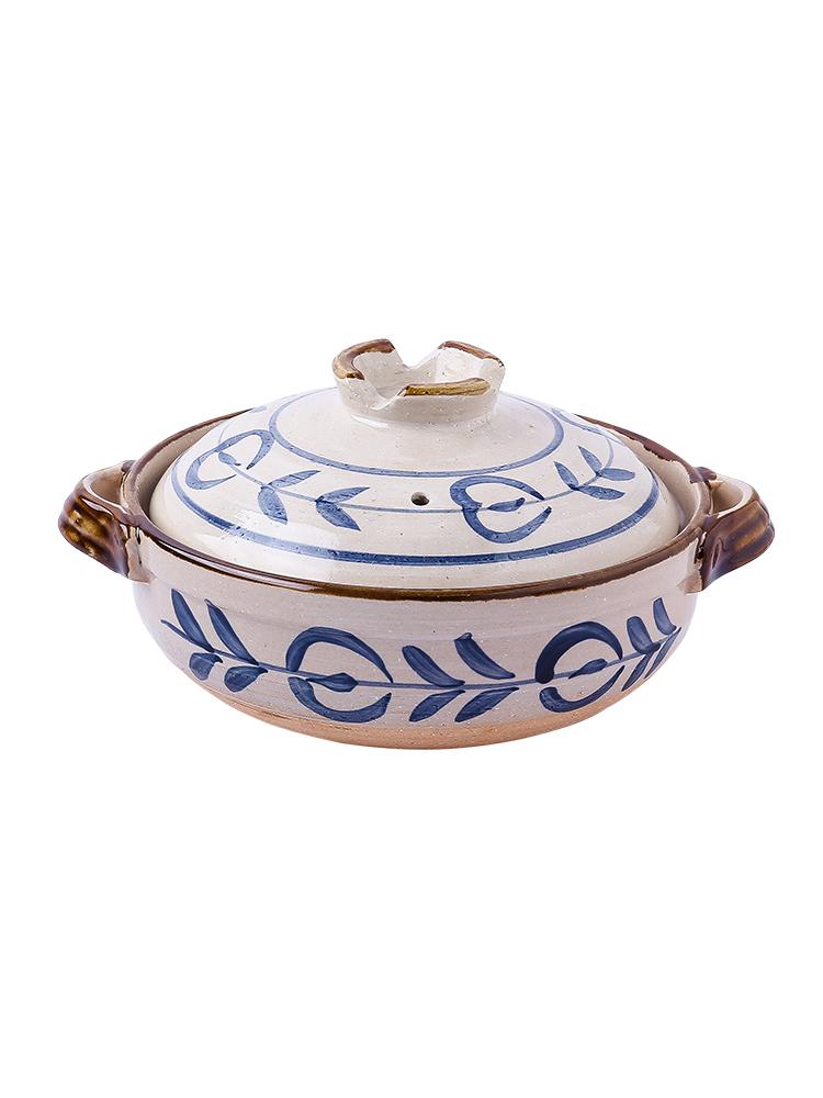 CHEFCO,Y5018-9, Japanese Ceramic Clay Braising and Casserole Shoal Pot with Lid (27cm/10.6" Dia) - Chefcoca