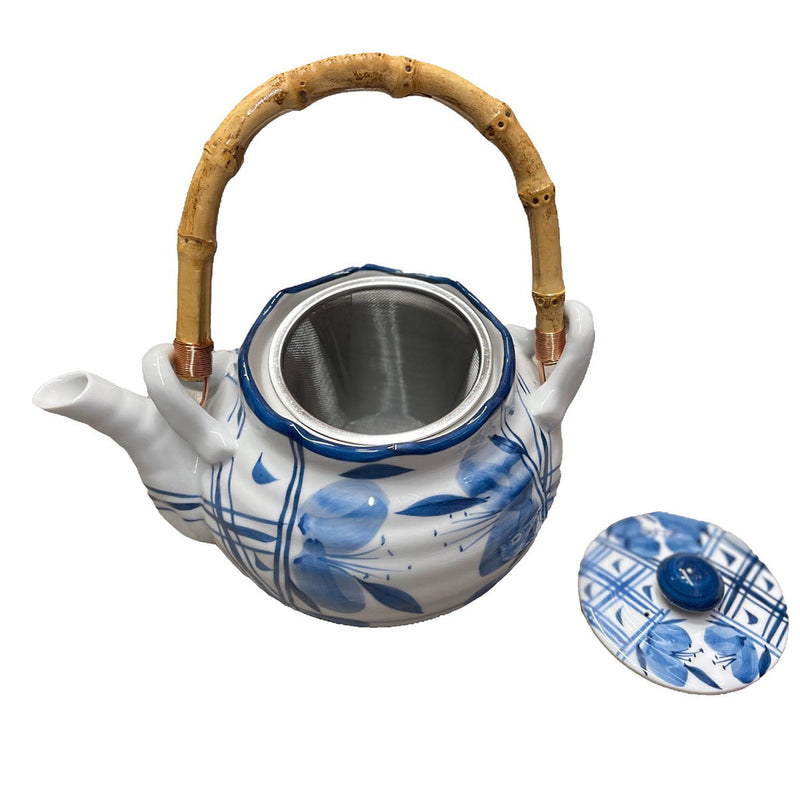 Ceramic Teapot with Blue Bamboo & Orchid (CTP-5)