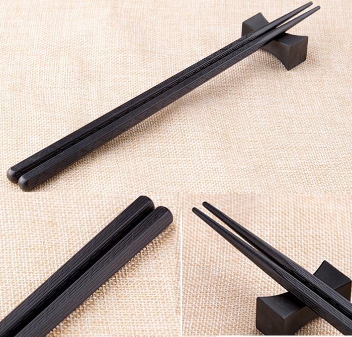 Black Tapered Alloy Chopsticks, 10 Pairs (8.5") - Chefcoca