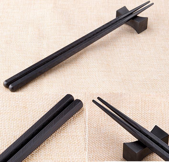 Black Tapered Alloy Chopsticks, 10 Pairs (8.5")