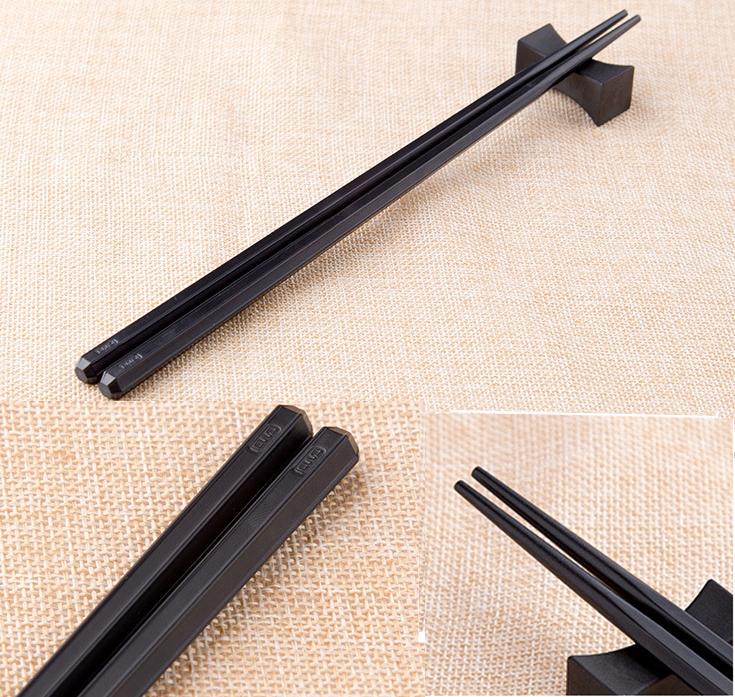 Black Tapered Alloy Chopsticks, 10 Pairs (9.5") - Chefcoca