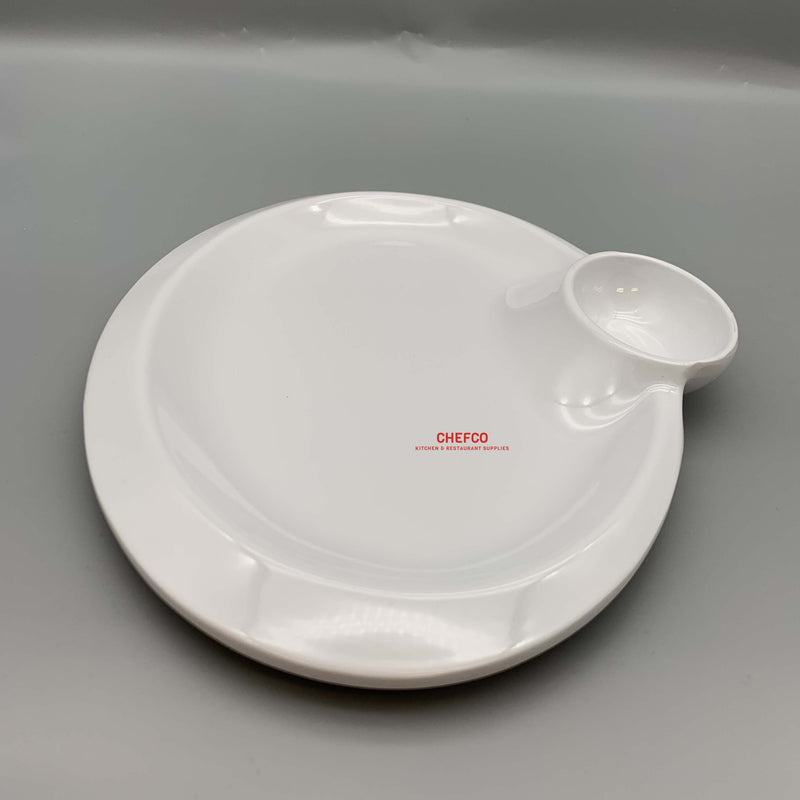 White Two Compartment Melamine Plate (D2033)