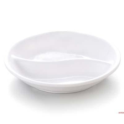 White Two Compartment Sauce Melamine Dish (3.75")