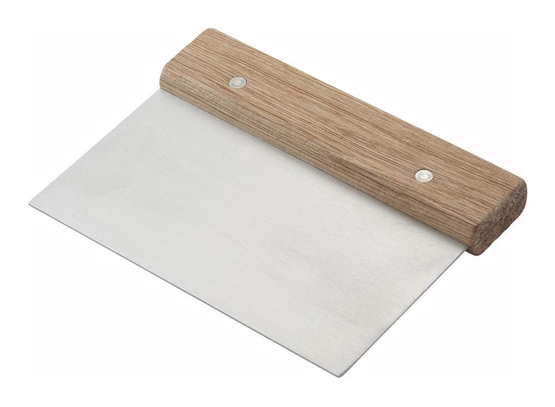 Stainless Steel Dough Scraper, Wooden Handle (6"L x 3"W)