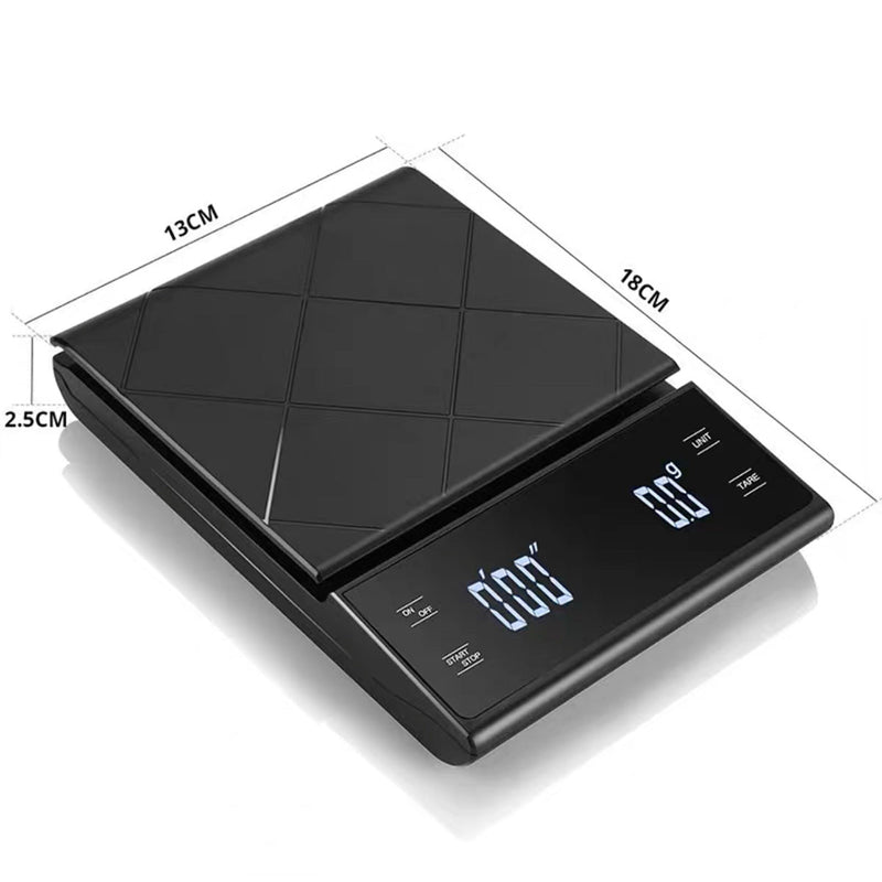Coffee Scale with Timer-Digital Multifunction Weighing Scale with 3kg/0.1g High Precision,(Batteries Included)-Black