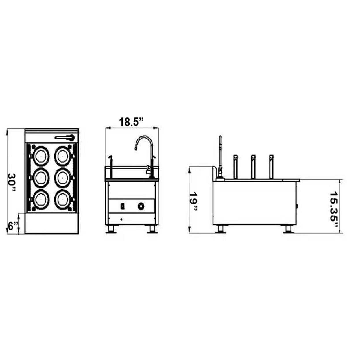 6KW Pasta cooker with streamer