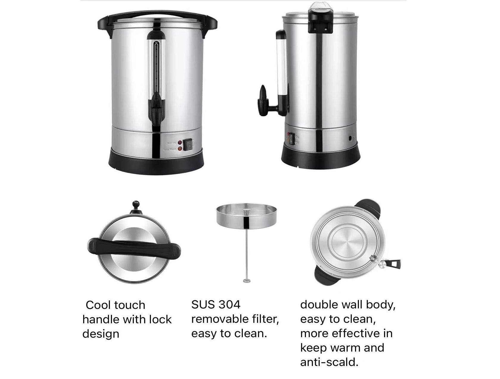Chefco KLY-S150A1-K 15L Electronic Coffee Maker, 100 Cups - Chefcoca