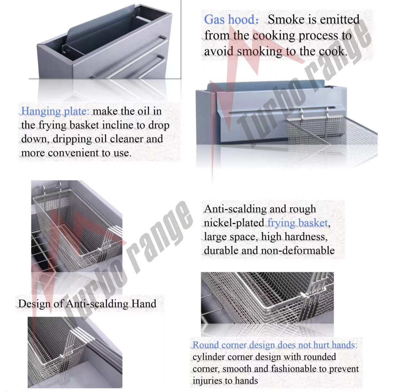 Turbo Range Natural Gas Deep Fryer, Split tank, 21" x 34.3" x 34.7", 72-78lb Oil Capacity (TR-F4-SPTK)