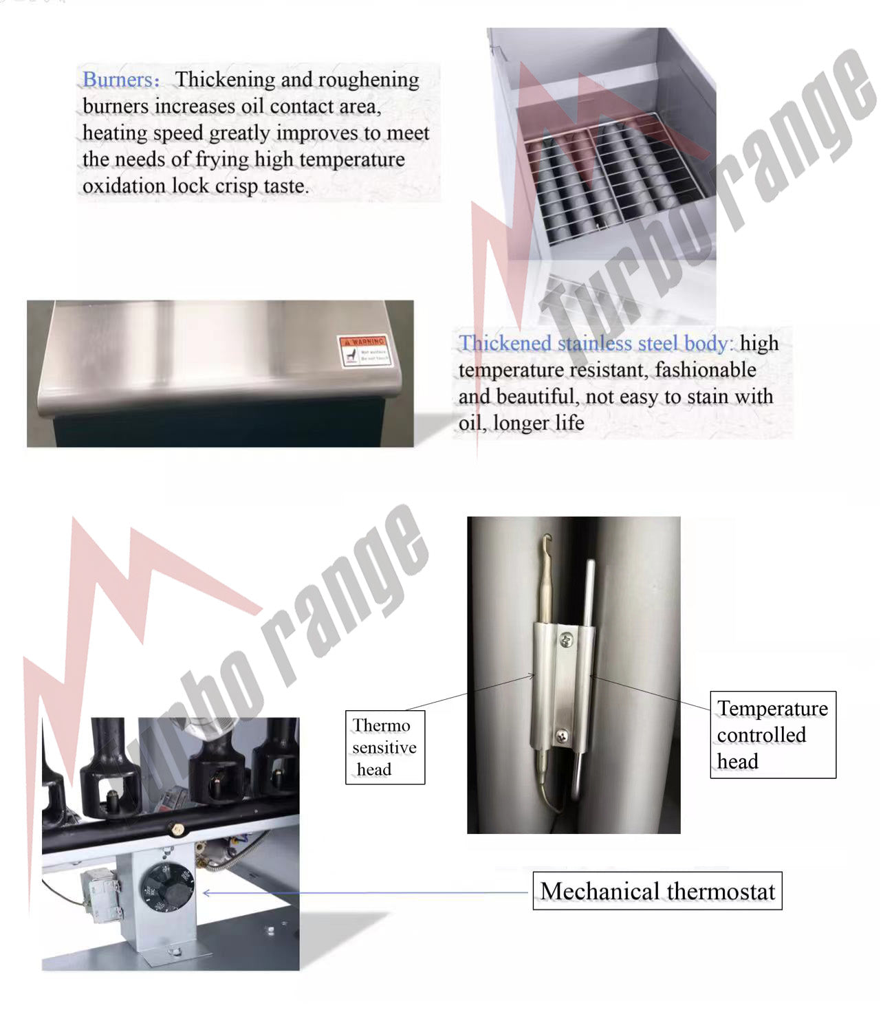 Turbo Range Natural Gas Deep Fryer, Split tank, 21" x 34.3" x 34.7", 72-78lb Oil Capacity (TR-F4-SPTK)