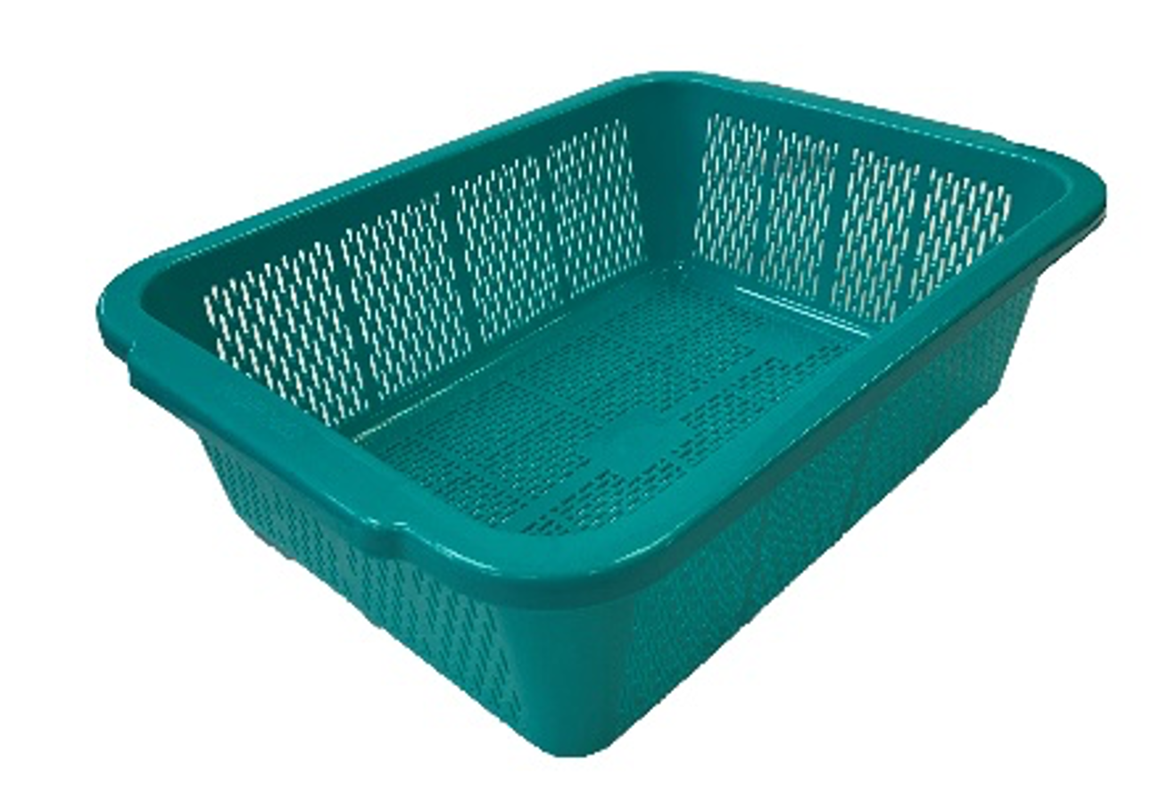 Green Rectangular Vegetable Wash Basket (Fine Grid)