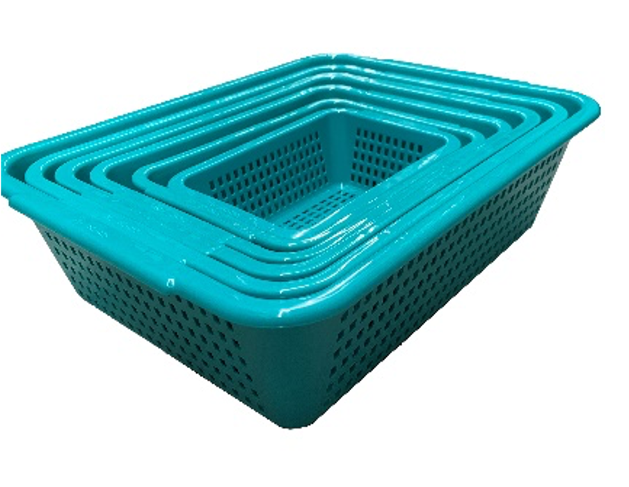 Green Rectangular Vegetable Wash Basket (Large Grid)