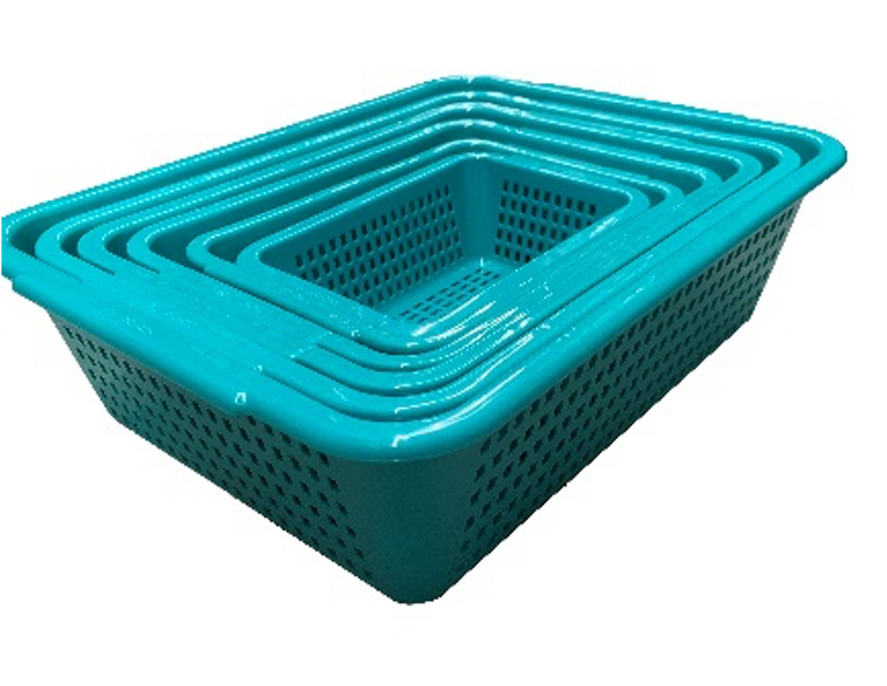 Green Rectangular Vegetable Wash Basket (Large Grid)
