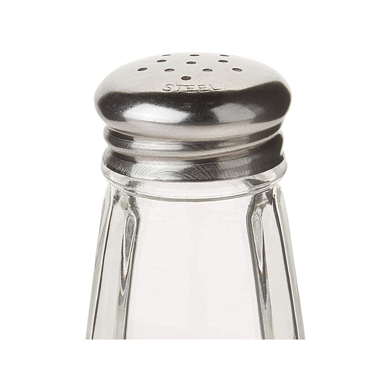 Paneled Shakers with Mushroom Tops, 3-Ounce, Medium, Clear, Stainless Steel