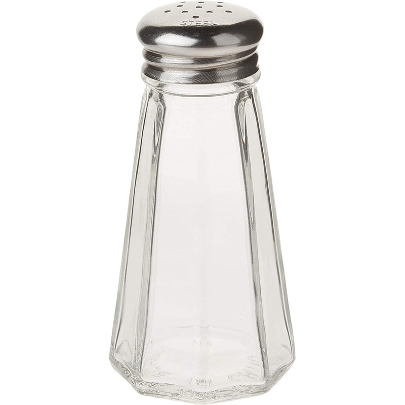 Paneled Shakers with Mushroom Tops, 3-Ounce, Medium, Clear, Stainless Steel