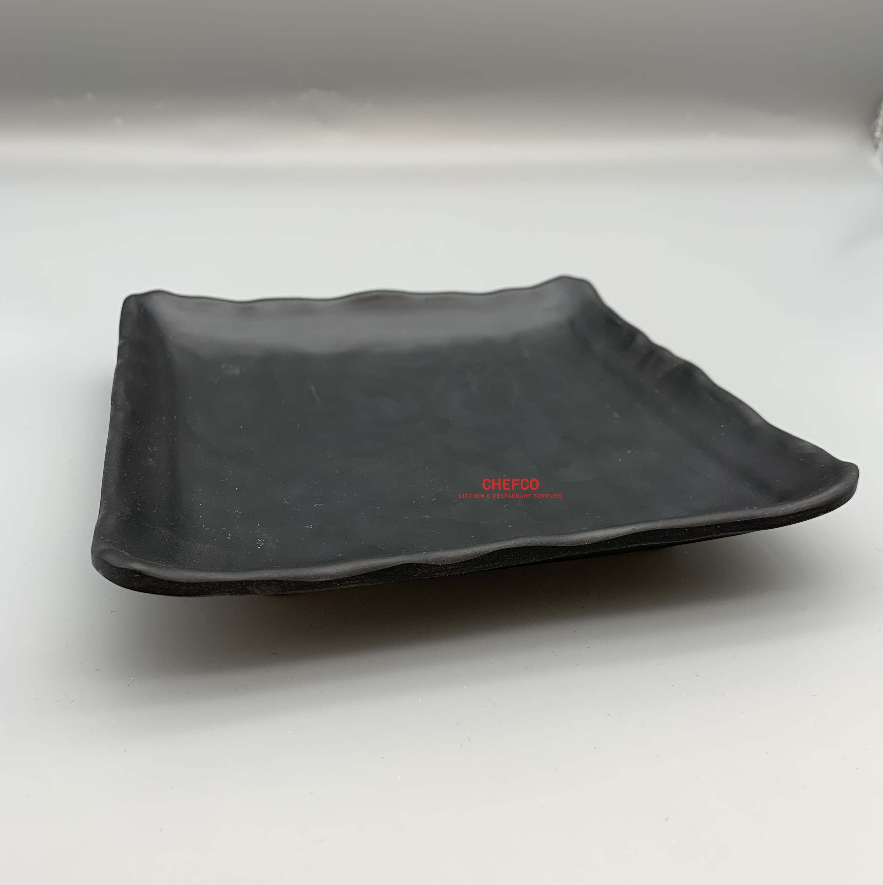 Matte Black Square Rimmed Melamine Plate (G416930)