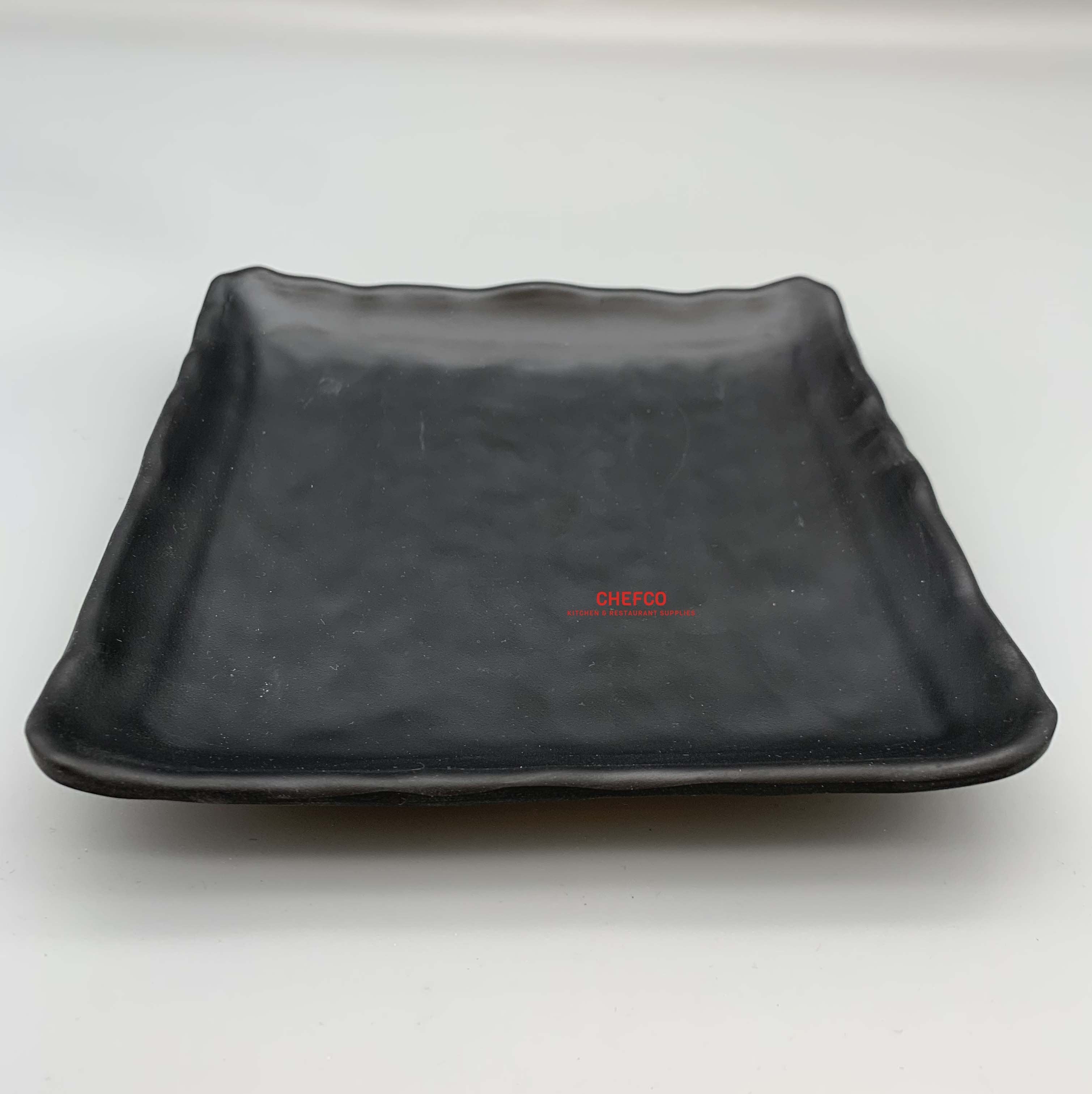 Matte Black Square Rimmed Melamine Plate (G416930)